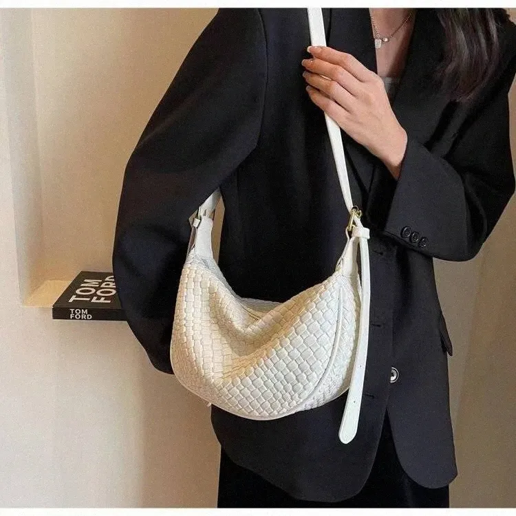 Designer Shoudler Sac Femmes Fermeture À Glissière Weave Aisselles Bandoulière Sac À Main Sacs À Main Fourre-Tout R3QB #