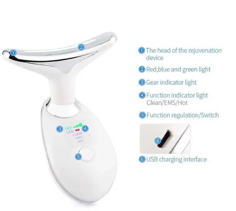 Neck Massager Anti Wrinkle Rechargeable Lifting Face Skin Device