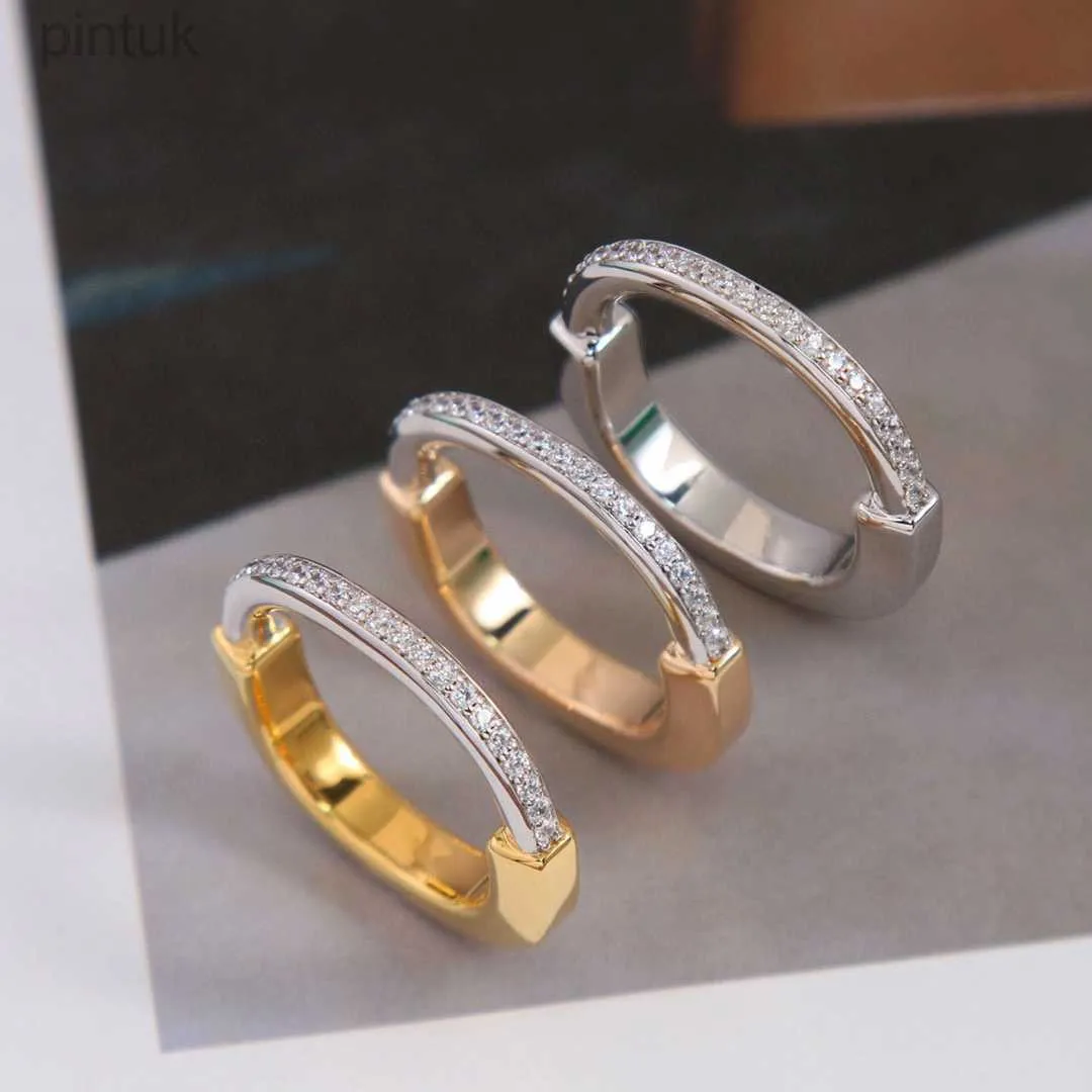 Rings Vintage Hot Brand Half Diamond Rings Luxury Jewelry Women Designer Pure Sterling Silver Lady Lock Rings Gift Quality ldd240311