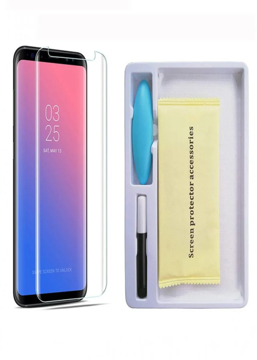 UV nano cola líquida protetor de tela de telefone celular ultrafino completo 3d borda curvada vidro temperado para samsung note 20 s21 ultra s22 not8930888