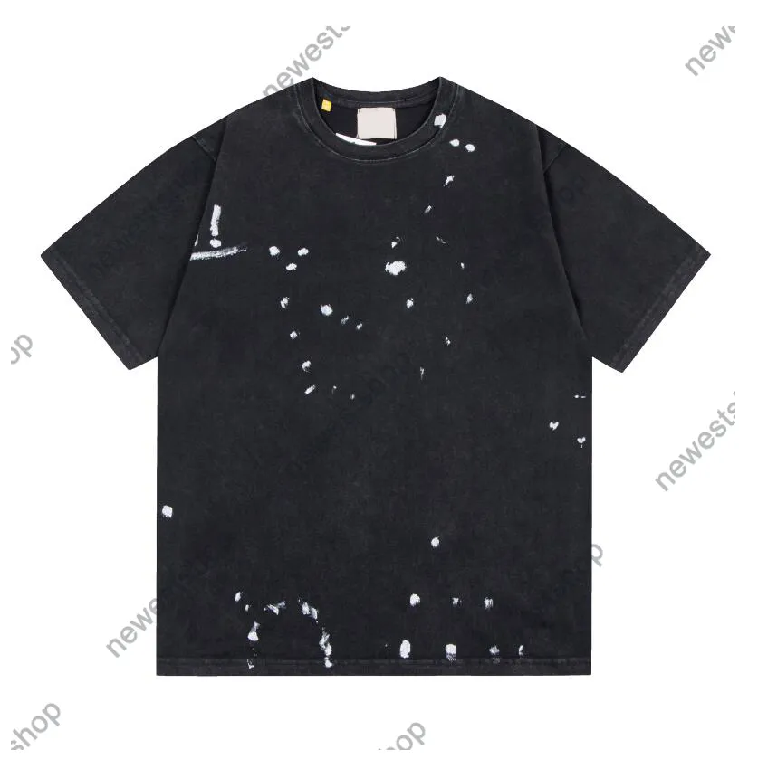 24SS 유럽 남성 T 셔츠 디자이너 티 여름 세척 그림 인쇄 Tshirt 남자 여자 여자 편지 인쇄 T 셔츠 거리 캐주얼 대형 블랙 티셔츠