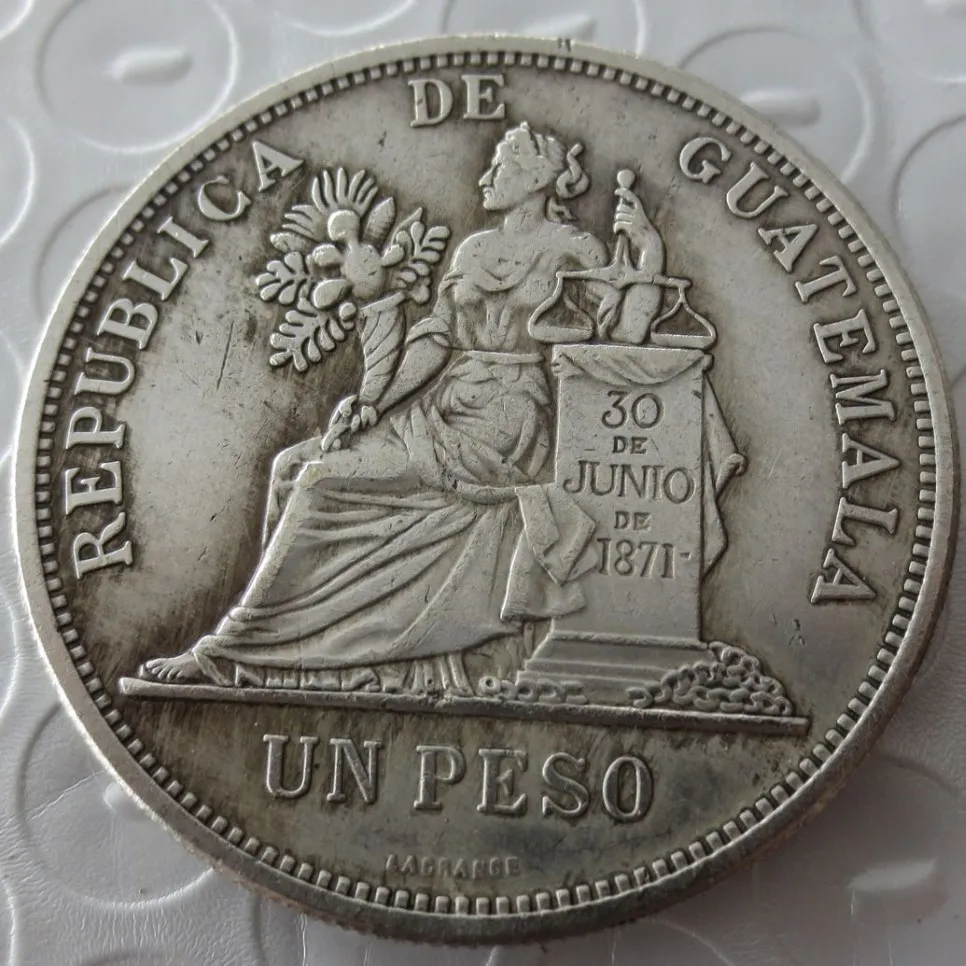 GUATEMALA 1896 1 PESO Copiar Moeda de Alta Qualidade255U