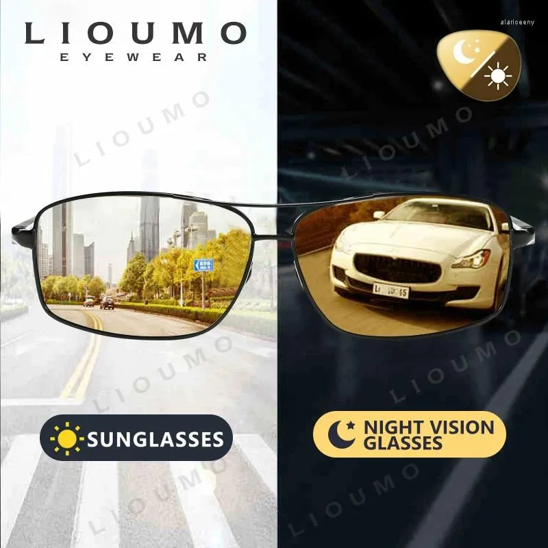 Lunettes de soleil lioumo alliage de haute qualité hommes polarisés polarisés Pochromic Night Vison Goggle Chameleon Driving Lunes pour femmes Zonnebril