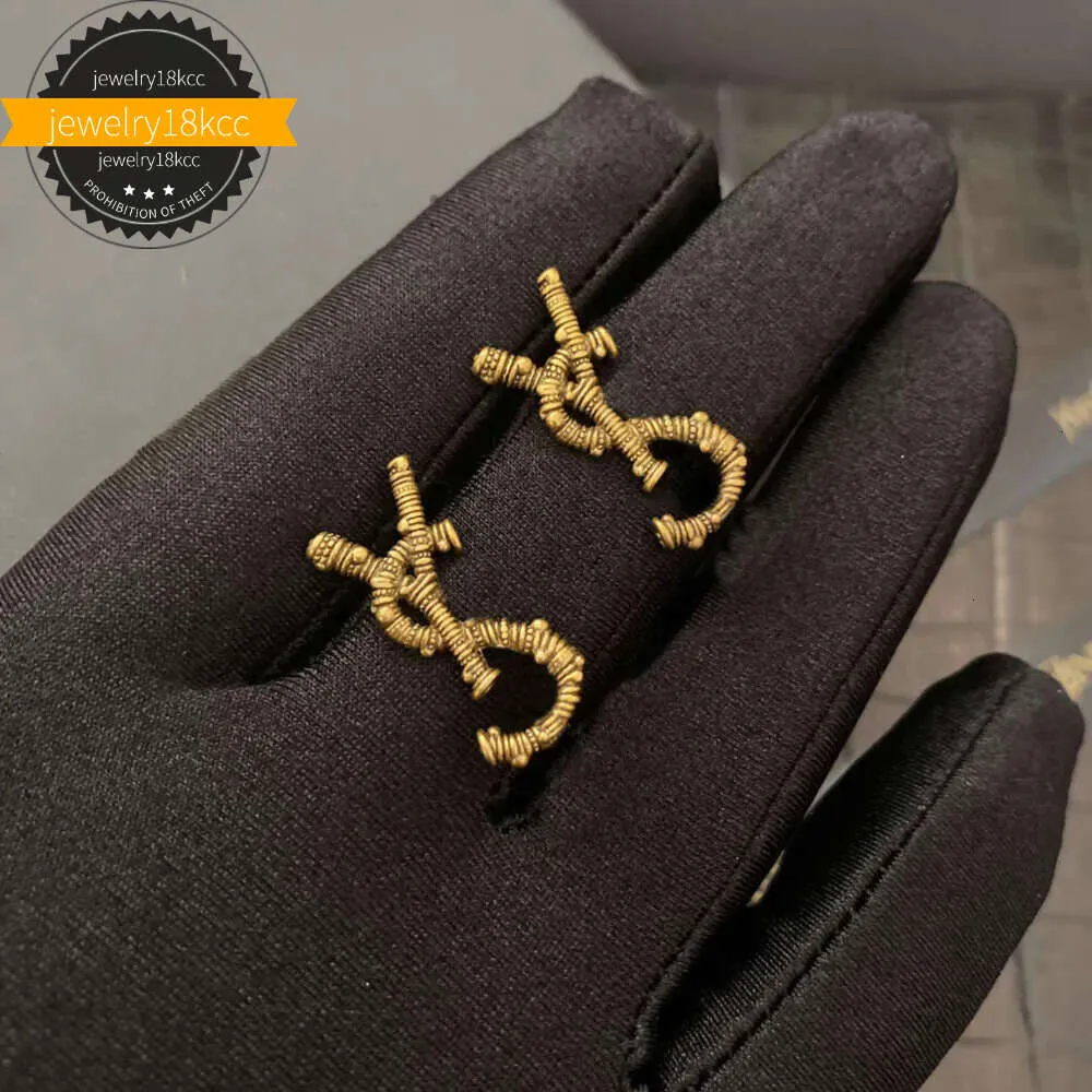 Boucles d'oreilles de mode Designer boucle d'oreille amour pour femme marque simple lettres Y or Sier diamant bague dame boucles d'oreilles bijoux oreille Stud Brincos aa