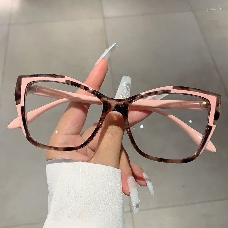 Solglasögon damer vintage anti blå ljus katt ögon rosa glasögon kvinnor för män designer trendig myopia recept optisk ram