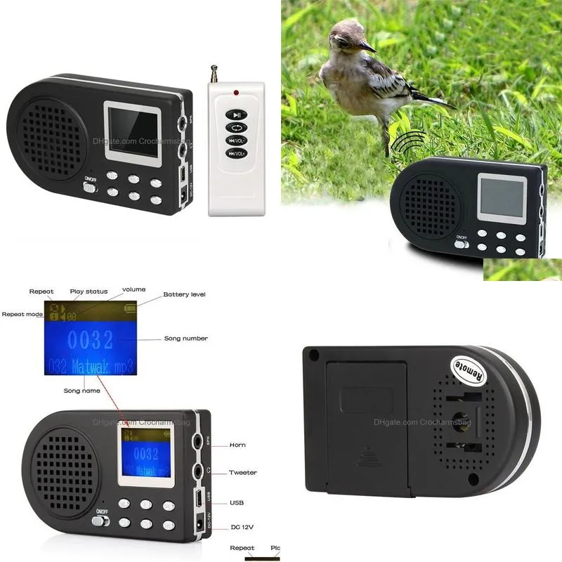 Outros suprimentos de pássaros Anéis Novo dispositivo eletrônico ao ar livre Birdsong Farm Bird Sound Decoy com alto-falante Chamador Amplificador Digital Mp3 P Dhlet