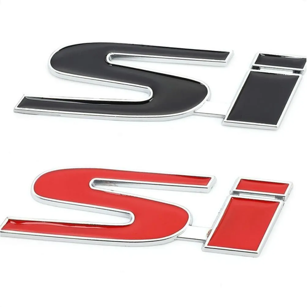Naklejki samochodowe naklejki SI Logo Emblem Odznaka 3D Metal Trunk Naklecenia dla Honda Civic Accord 20032007 CRV HRV City Akcesoria7013218 Drop D Otzj0