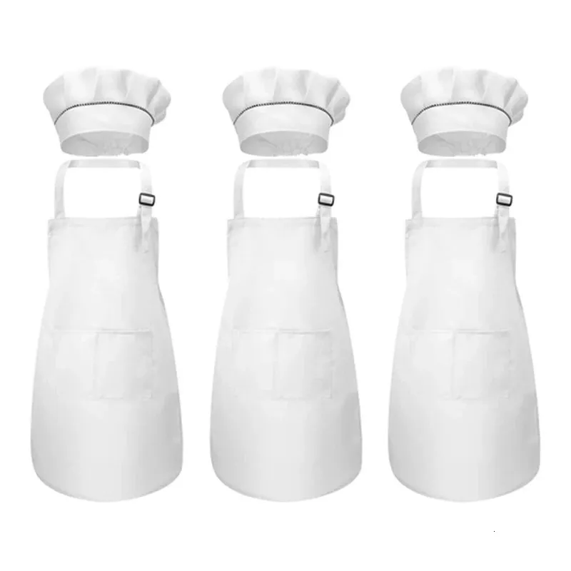 6Piece Childrens Apron and Chef Hat Set Adjustable Kitchen for Cooking Painting 240227