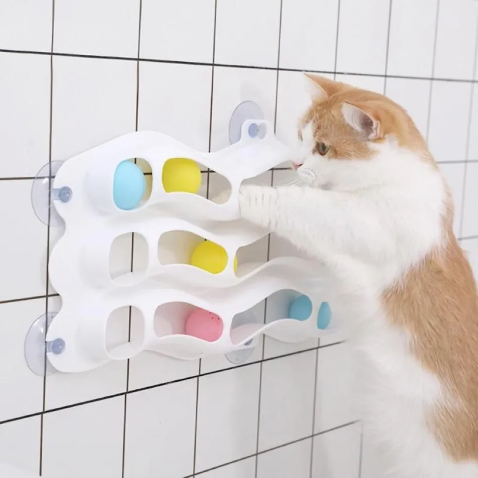 Katzenspielzeug Haustierspielzeug Dreischichtiger Trackball mit Saugnapf Interaktives Puzzle222O
