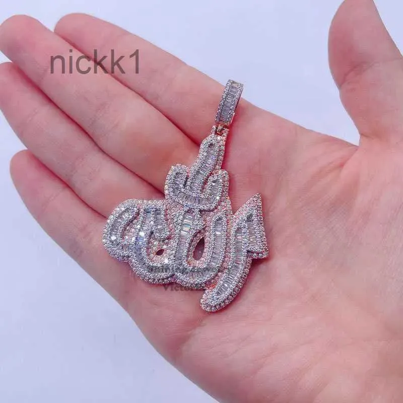 14K Rose Gold Splated Srebring Srebrny Hip Hop Men Vvs Moissanite Diamond Iced Out Allah Pendant P3DJ