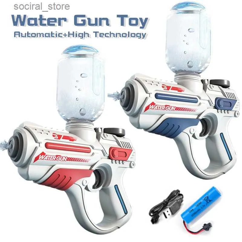 Gun Toys Electric Water Gun Toys High-Tech Automatic Water Soaker Guns Large Capacity Kids Adult Summer Pool Beach Outdoor Toy Gift L240311