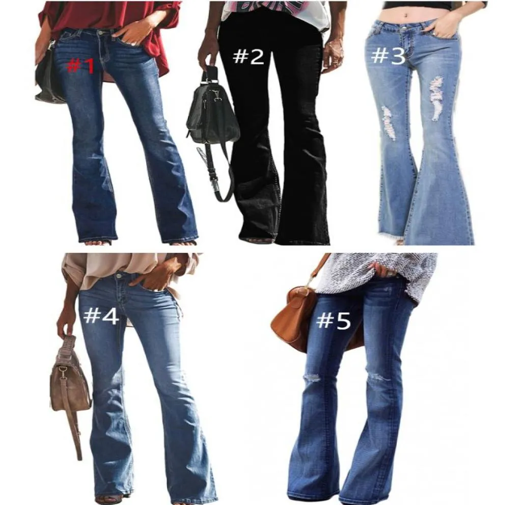 5 cores flareleg jeans feminino moda senhoras bellbottom jeans leggings meninas denim bootcut lavado calças jeans s2x1240979