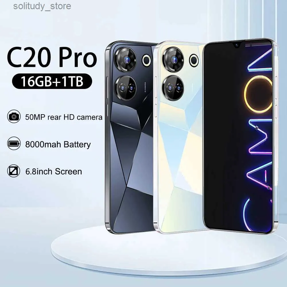 Cell Phones C20 Pro smartphone Android 13 Qualcomm 8 Gen 2 6.8 screen smartphone 16G+1TB 8000mAh 50+108MP 4G/5G network phone Q240312