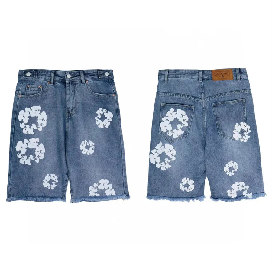 Heren jeans ontwerper jeans Europeaan Amerikaanse hiphop donkere en eigenzinnige stijl bedrukte denim shorts persoonlijkheid