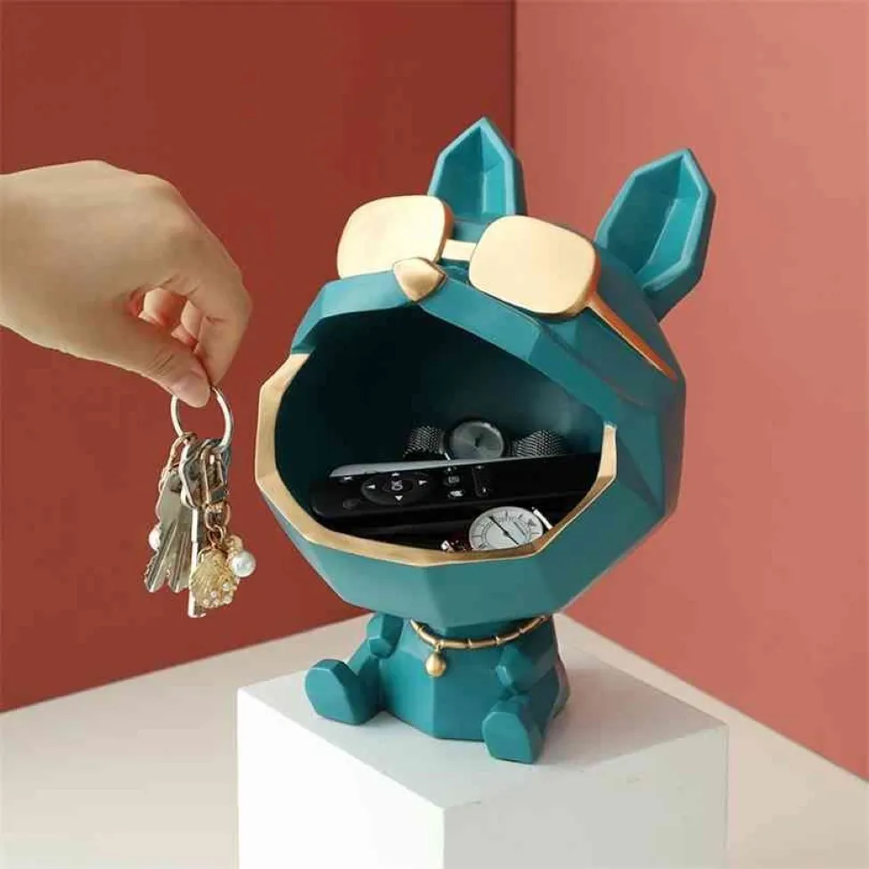 Cool Dog Figurine Big Mouth Storage Box Home Decoration Ornamental Resin Art Sculpture Figurines Decor Gift Decorative 210827284I