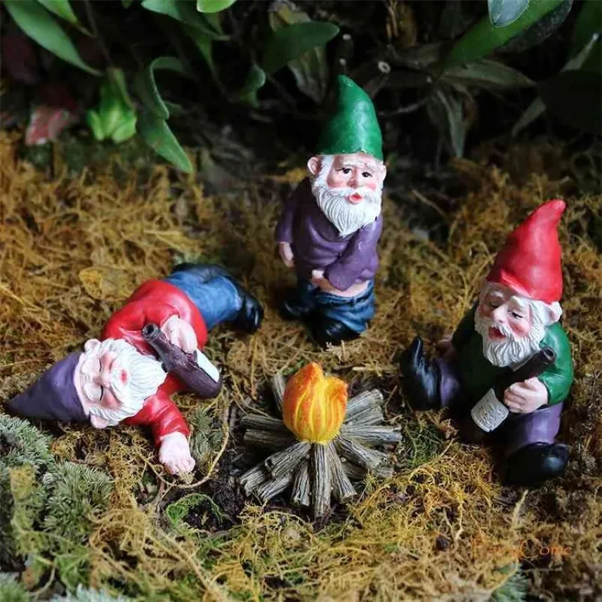 Miniature Garden Gnome Figurines Funny Mini Gnomes Elf Figure Micro Resin Fairy Garden Dwarf Kit for Terrarium Bonsai Decoration 22392