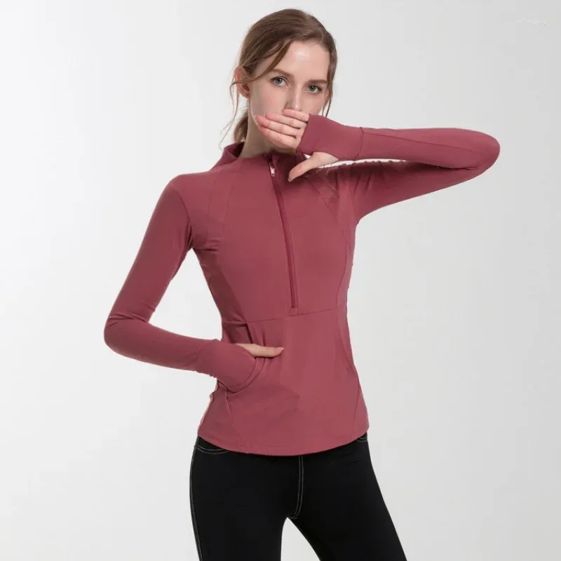 Chemises actives entraînement à manches longues chemise de Yoga femmes Zip Fitness hiver chaud débardeur de gymnastique vêtements de Sport manteaux de course femme vêtements de Sport