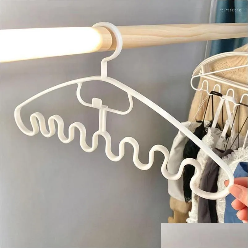 Hangers & Racks Hangers Waves Mti-Port Support For Clothes Drying Rack Mtifunction Plastic Hanger Storage Drop Delivery Home Garden Ho Dhkt2