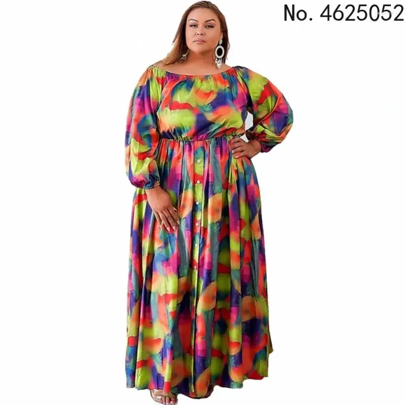 Этническая одежда 2024, летнее праздничное платье, богемный сарафан с цветочным принтом, женский сексуальный сарафан с открытыми плечами, платье с длинным рукавом и поясом, халат Femme