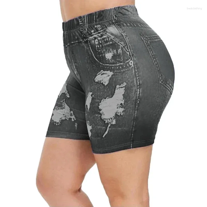Женские шорты Женские черные универсальные короткие джинсы большого размера 2024 Стильные рваные эластичные тонкие спортивные штаны с высокой талией Спортивные мини-брюки