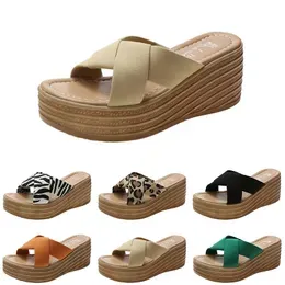 slippers women sandals high heels fashion shoes GAI summer platform sneakers triple white black brown green color3