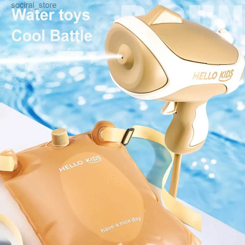 Pistolet jouets sac à dos électrique pistolet à eau jeu de combat d'eau une touche jouets automatiques pour enfants enfants unisexe pour l'été piscine de plage extérieure L240311