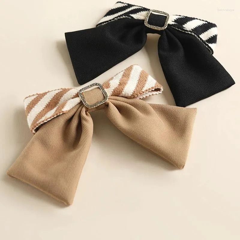 Grampos de cabelo Moda Preto e Branco Listrado Tecido Bowknot Clipe para Acessórios Femininos