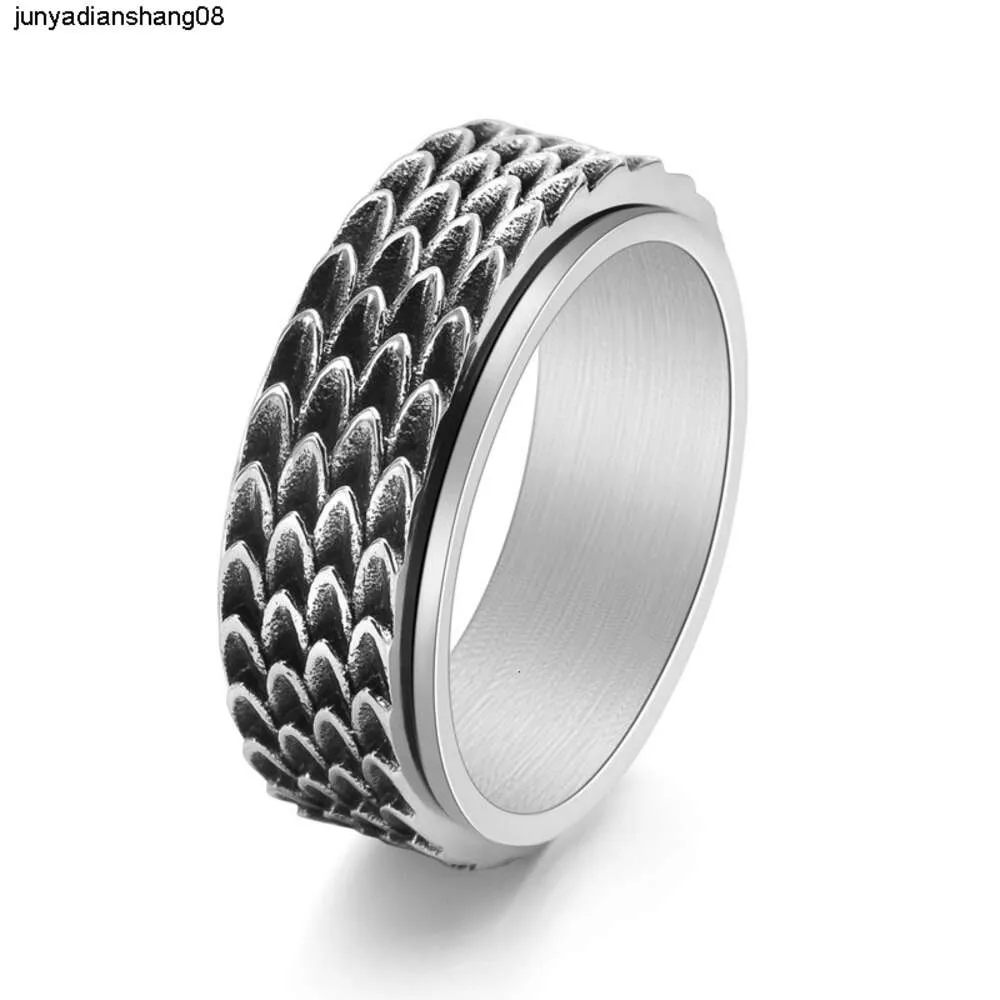 Jewelry Mens Stainless Steel Dragon Scale Rotatable Ring Fashion Simple Fashion Mens Food Ring Accessories