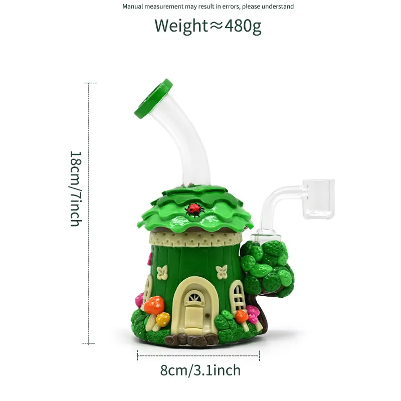 1 шт., 18 см/7 дюймов, стеклянный грибной бонг с украшениями из полимерной глины, ручная роспись стеклянных оснасток, симпатичные стеклянные трубки в виде грибов, курительные принадлежности из боросиликатного стекла, украшения для дома