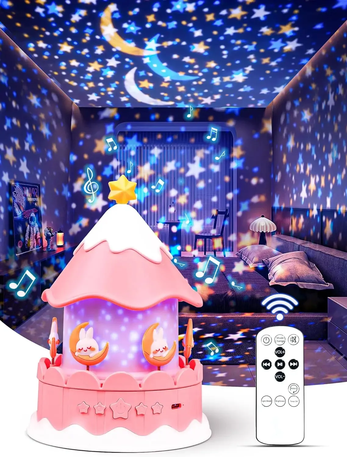 LED Galaxy Carousel Star Projector USB 21 FLIMS Nocna Lampka Lampka z głośnikiem Bluetooth dla dzieci pokój prezentowy dekoracyjna lampa nocna