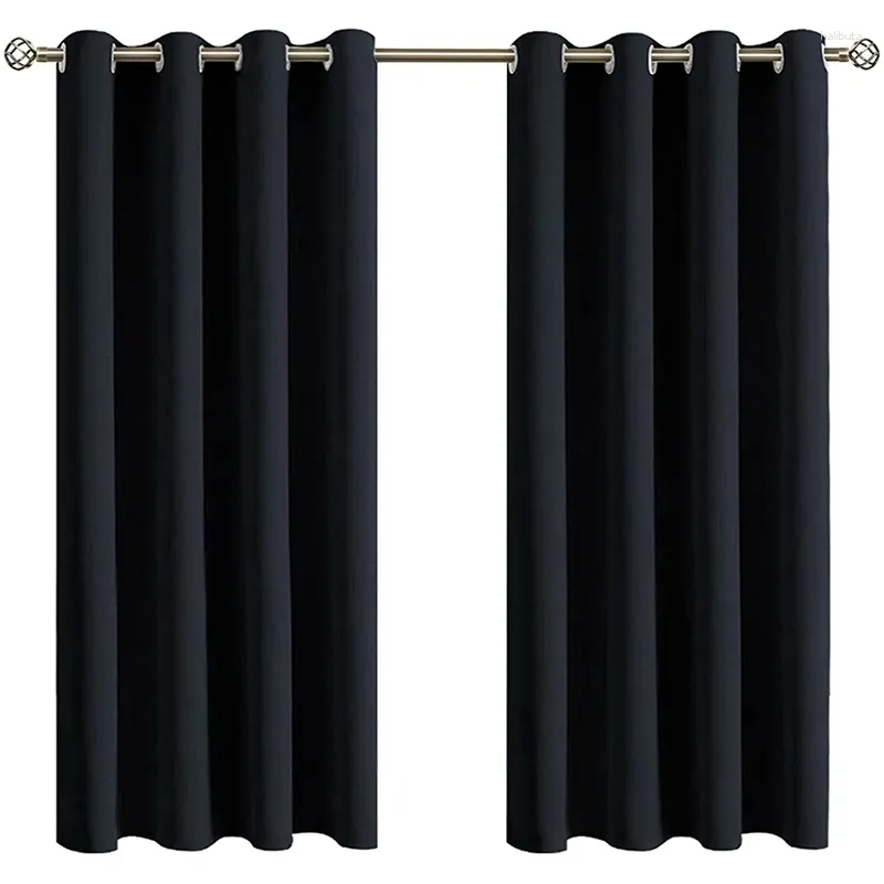Занавеска из 2 частей затемняющей ткани для спальни с люверсами черного цвета