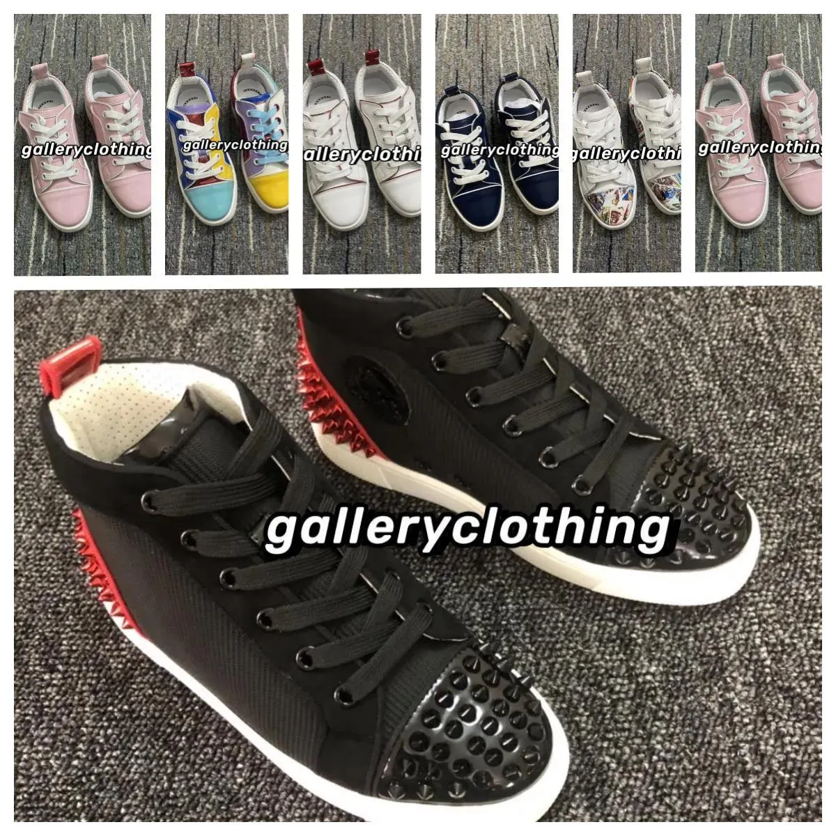 2024 New Kids Designer Red Bottoms Casual Shoes sneakerwholesale Loafere Rivets Low Studed Kid Designers Shoe Children Fashion Bottomes Trai