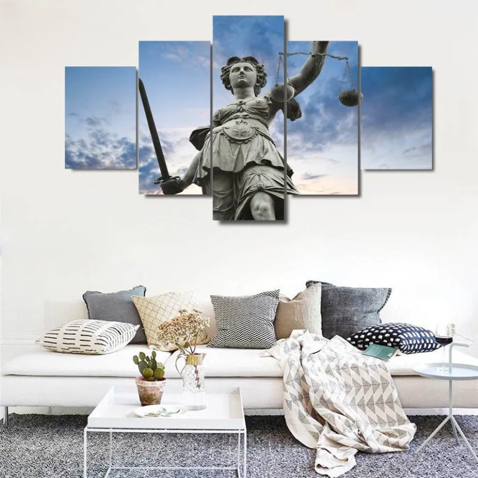 5 Panelen Godin van Justitie Prints Canvas Schilderij Poster Wall Art Pictures 5 Panelen Voor Woonkamer Frame274x