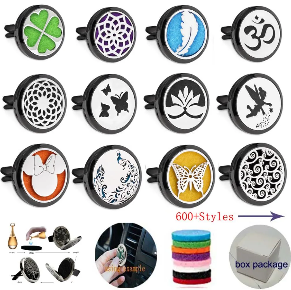 600 design 30mm aromaterapi eterisk olja diffusor locket svart magnet öppning bil luftfräschare med ventil clip 10 filt pa7377709