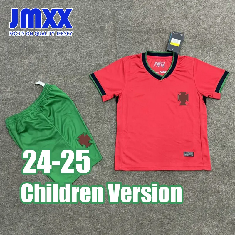 JMXX 24-25 Portugal Kind Voetbalshirts Kit Thuis Uit Kid Uniformen Jersey Voetbalshirt 2024 2025 Top en Shorts Kinderversie