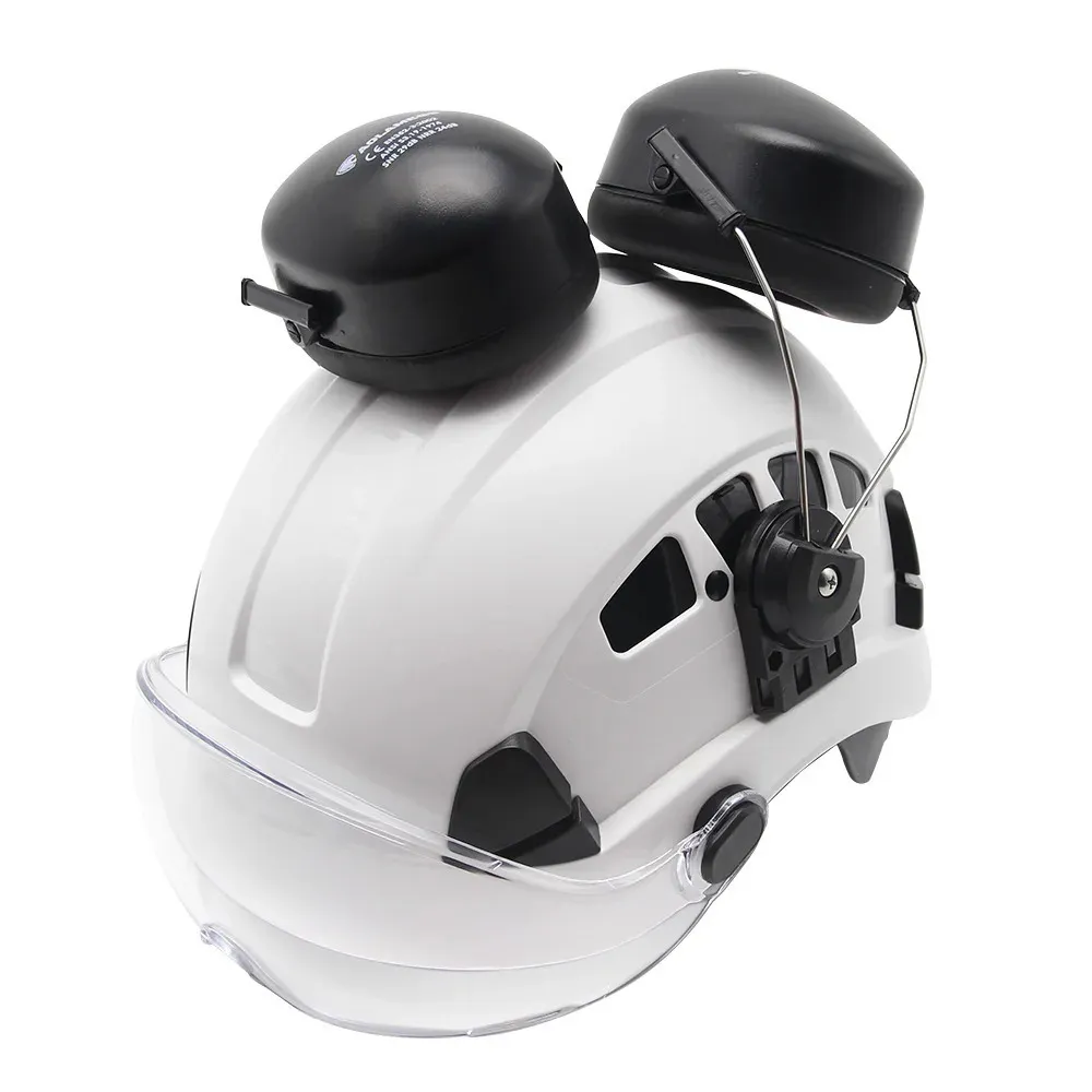 ゴーグル付きセーフティヘルメットイヤマフス建設ワークキャップ屋外作業救助に乗るための登山のための保護ハードハット240223