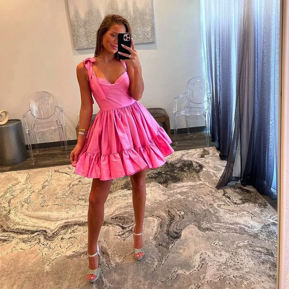 Ryanth Simple White Short Mini Prom Dress Sweetheart Aline Evening Dresses Homecoming veck Party Gown 2024 Bow Elegant 240305