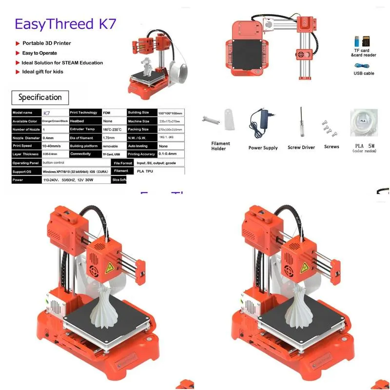 Printers 3D-printer Desktop Mini 100-100 mm Afdrukformaat voor kinderen Student Huishoudelijk Onderwijs Beginner Drop Delivery Computers Netto Othvd