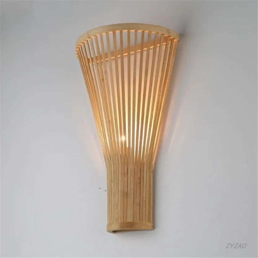 Rural Decoration Bamboo E27 Wall Lamp Creative Garden Woodiness Wall Light Farm House el Stair Corridor Indoor Decor Lamp290Y