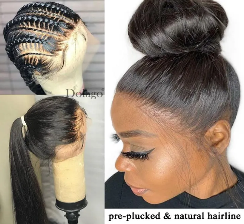 Transparent Full Lace Wig Invisible Bleached Knots Pre Plucked 13X6 Lace Front Fake Scalp Human Hair Wig Remy Lace Wig Black5194047