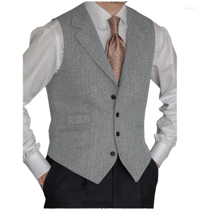 Coletes masculinos homens terno formal fino ajuste machos colarinho de espinha de peixe tweed casual negócios colete Groomsman colete para casamento