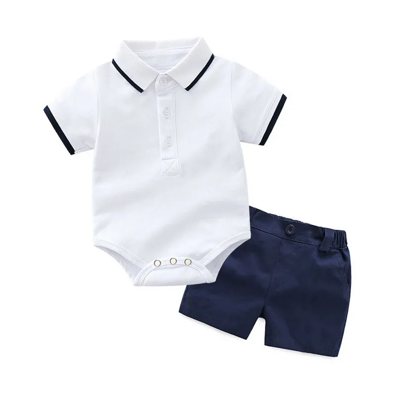Bebek Erkek Beyefendi kıyafetleri, bebek kısa kollu romper üst+kısa pantolon yaz kıyafetleri