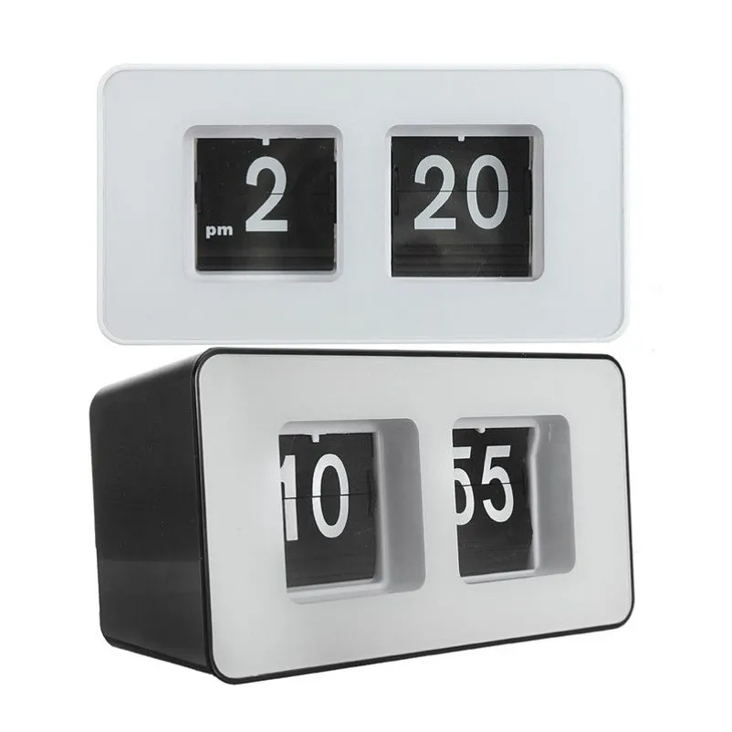 Unique Retro Auto Flip Clock Cube Desk Table Wall Kitchen Simple Modern Design308c