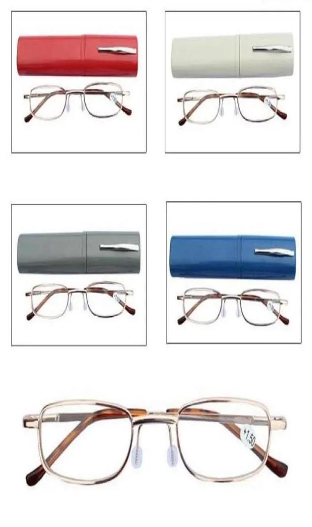 Reading Glasses Pen Case Colors Aluminum Tube Unisex Eyeglasses Folding Portable Presbyopia glasses with box 6716646