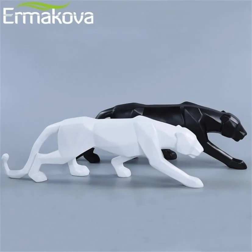 Ermakova Panther Staty Animal Stigur Abstract Geometric Style Harts Leopard Sculpture Home Office Desktop Decoration Gift 21072316C