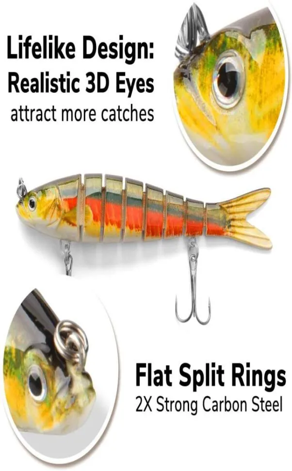 Esche da pesca per trota spigola Multi snodato Crank Bait Swimbaits Affondamento lento Nuoto Spigola Acqua dolce Acqua salata Pesca realistica Lu5945150