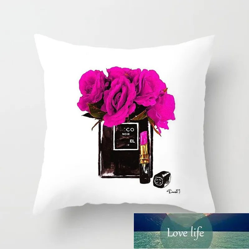 Frasco de perfume de alta qualidade almofadas confortáveis cobre casa tecido sofá almofada almofadas capa lance travesseiro enchimento atacado
