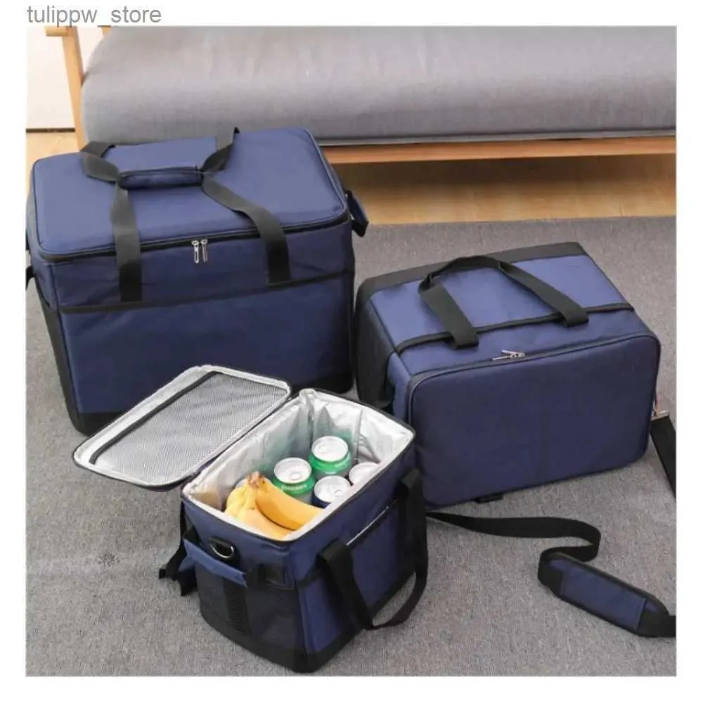 Bento Boxes 10/35/68L Soft Cooler Bag with Hard Liner Large Insulated Picnic Lunch Box Cooling Bag for Camping BBQ Family Outdoor Activity L240311