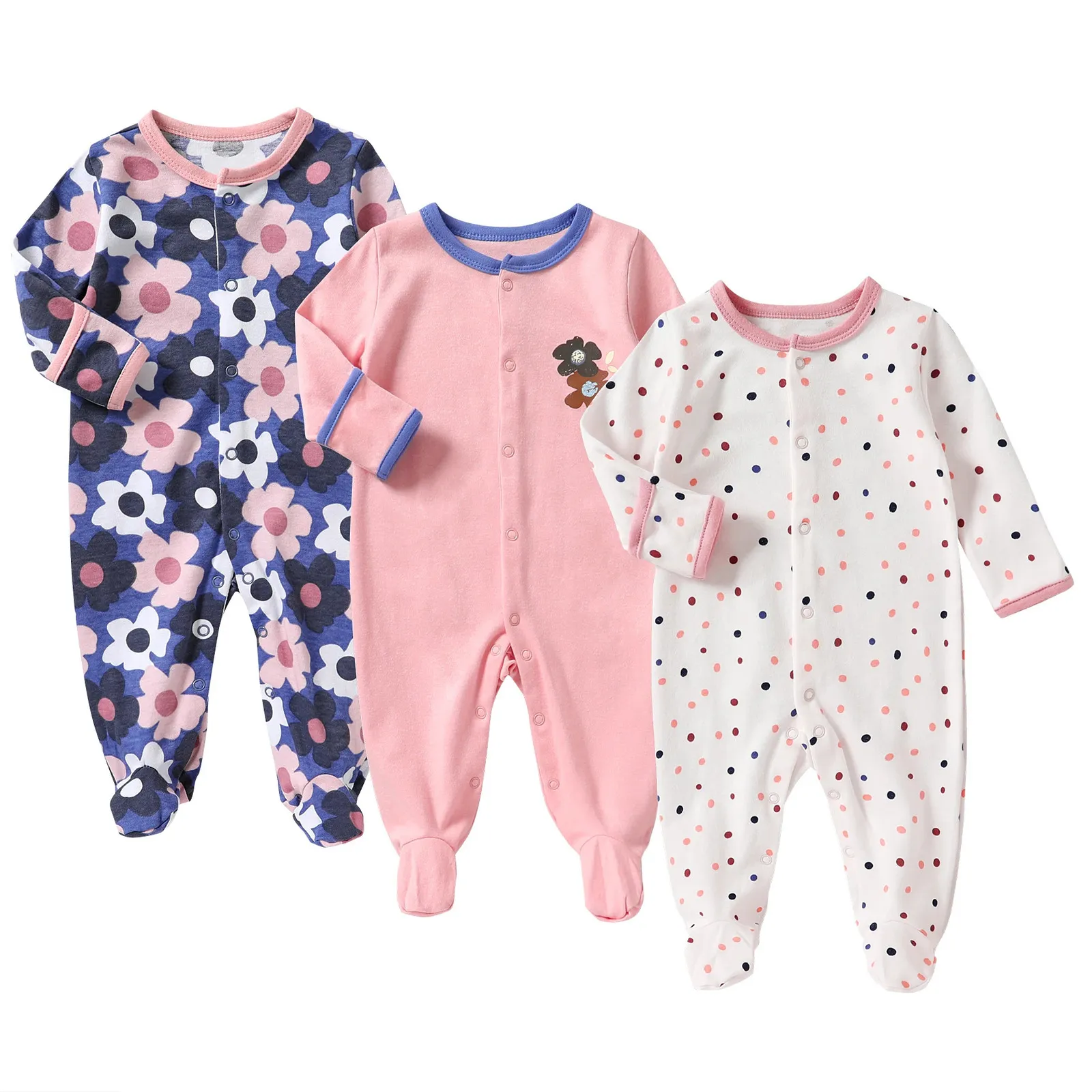 3-pack Winter Toddler Baby Boys Girls Long Sleeve Cotton Wrapped Foot Climbing Onesie Romper Clothes Outfits i 0-12 månader 240304