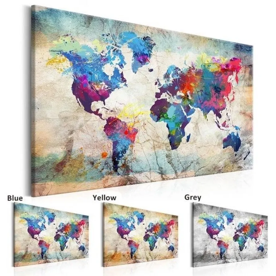 Sans cadre 1 panneau grand HD imprimé toile impression peinture carte du monde décoration de la maison photos murales pour salon mur Art sur toile 229J